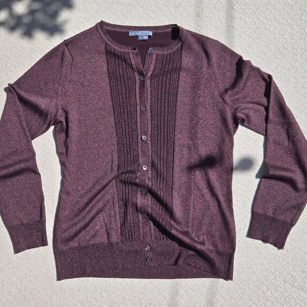 Metallic silk cardigan burgundy